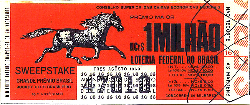 Extração 19690803 - Sweepstake - Grande Prêmio Brasil - Jockey Club Brasileiro