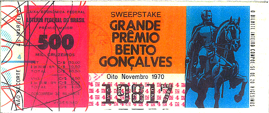 Extração 19701108 - Sweepstake - Grande Prêmio Bento Gonçalves